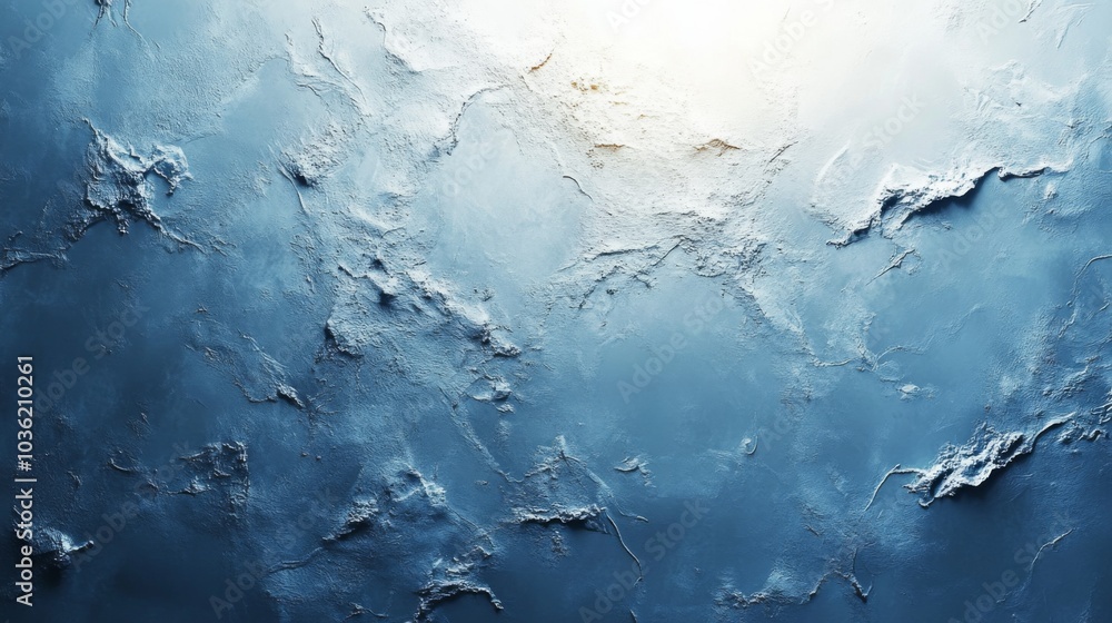 Aufkleber a textured blue wall features a rough, uneven surface gently illuminated by soft light, creating a c