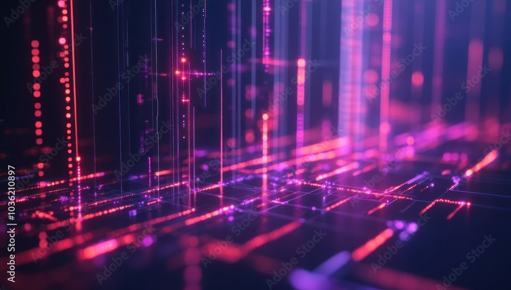 Poster abstract digital network with glowing lines and dots