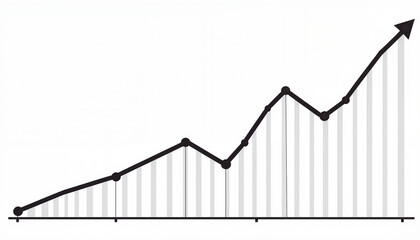 Line graph with data points and an upward trend on a white background indicating financial performance