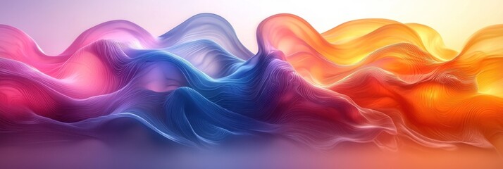 Fototapeta premium Abstract Wavy Form with Vivid Hues of Pink, Blue, and Orange