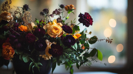 Beautiful autumn flowers bouquet, autumnal botanical home decor and floral arrangement, English countryside style and florist design for floral shop, flower arranging workshop or classes idea