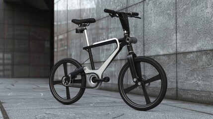 A sleek, modern electric bike parked against a concrete wall.