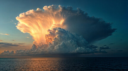 Towering Cumulonimbus Cloud Over a Stormy Ocean