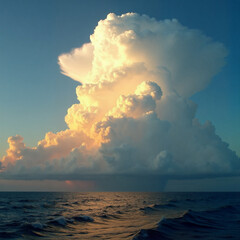 Fototapeta premium Towering Cumulonimbus Cloud Over a Stormy Ocean