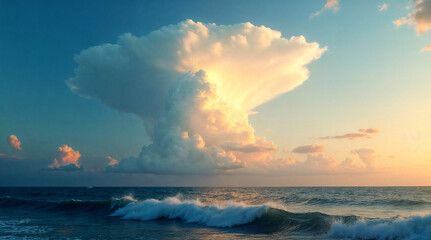 Towering Cumulonimbus Cloud Over a Stormy Ocean