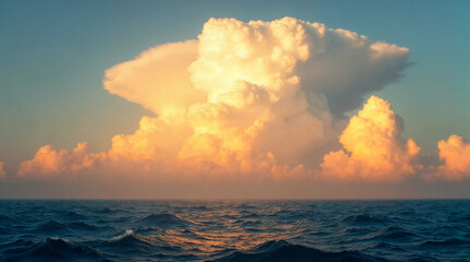 Towering Cumulonimbus Cloud Over a Stormy Ocean
