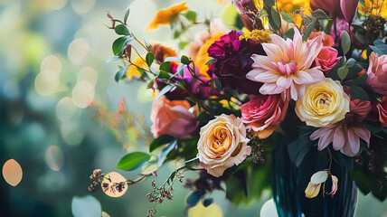 Beautiful autumn flowers bouquet, autumnal botanical home decor and floral arrangement, English countryside style and florist design for floral shop, flower arranging workshop or classes idea