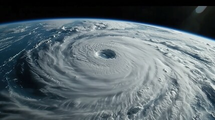 A Satellite View of a Hurricane Over Earth