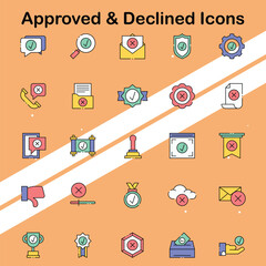 Collection of approved and declined icons illustrating acceptance and rejection themes perfect for decision-making designs.