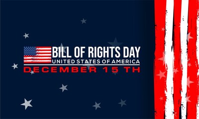 bill of rights day text with US flag , vektor background banner 