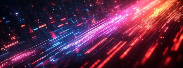 Fototapeta premium In a server space, all kinds of codes are flying