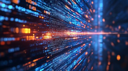 Fototapeta premium In a server space, all kinds of codes are flying