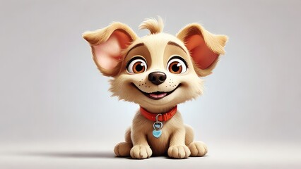 A cartoonstyle single Pawcasso dog with big eyes cute cartoon funny isolated on a plain white background
