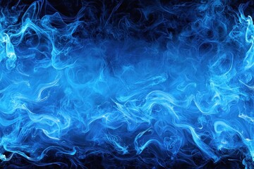 Obraz premium Abstract Blue Swirling Smoke on Black Background