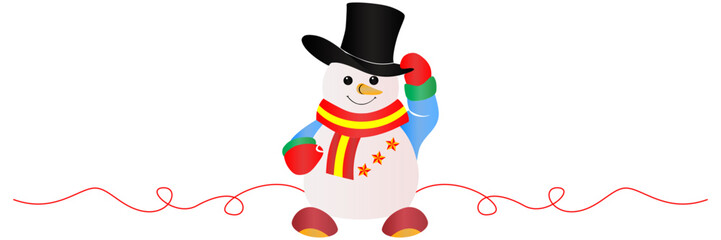 Christmas decoration snowman line art style vector illustration