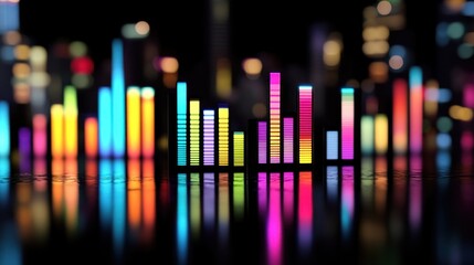 Obraz premium Colorful Audio Equalizer in City Lights