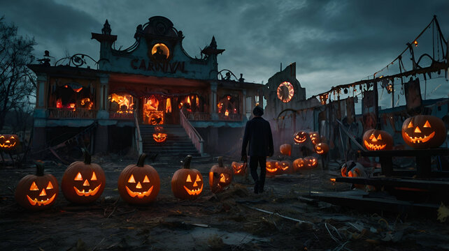 halloween background with pumpkin