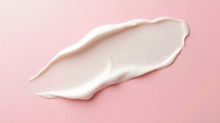 Cream Cosmetic Anti-Aging Texture Stroke Composition Isolated on Pink Background. Hyaluronic Acid Skincare Moisturizer Product