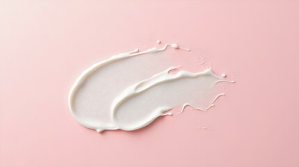 Cream Cosmetic Anti-Aging Texture Stroke Composition Isolated on Pink Background. Hyaluronic Acid Skincare Moisturizer Product