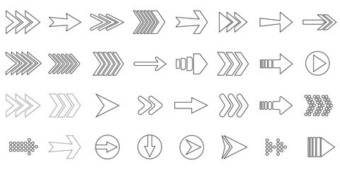 arrow icons set , Vector illustration of black arrow icons, Vector illustration web internet design elements Modern simple pictogram minimal, flat, solid, mono, monochrome, plain, contemporary style.