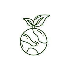Green Earth with Leaf Illustration