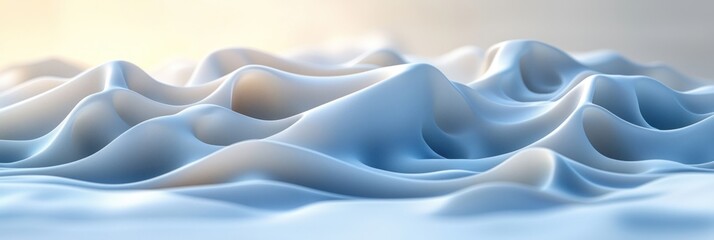 Obraz premium Abstract Wavy Blue and White Surface with Soft Lighting