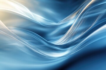 Fototapeta premium Fluid blue waves gracefully flow together, creating a serene and calming effect in an abstract design