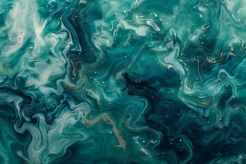 Obraz premium Photo of Turquoise green dark marble fluid art pattern with golden veins. Background texture for backdrops or mapping