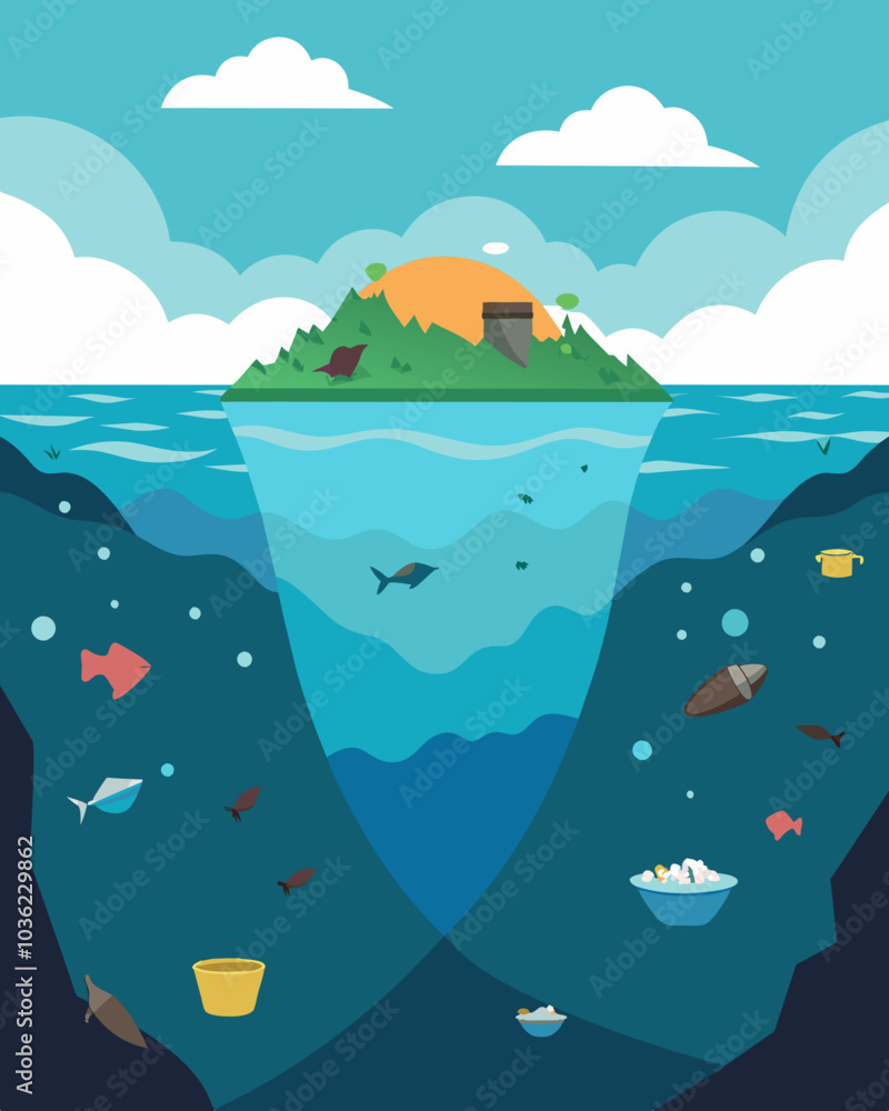 Poster as far as the eye can see the ocean is transformed into a floating dumpsite known to many as trash i