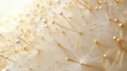 Tiny shapes golden threads across textured backdrop, symbolizing abstract communication channels illuminated softly. AI generated.