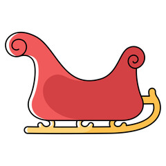 Red Christmas sleigh illustration with golden runners, Vector
