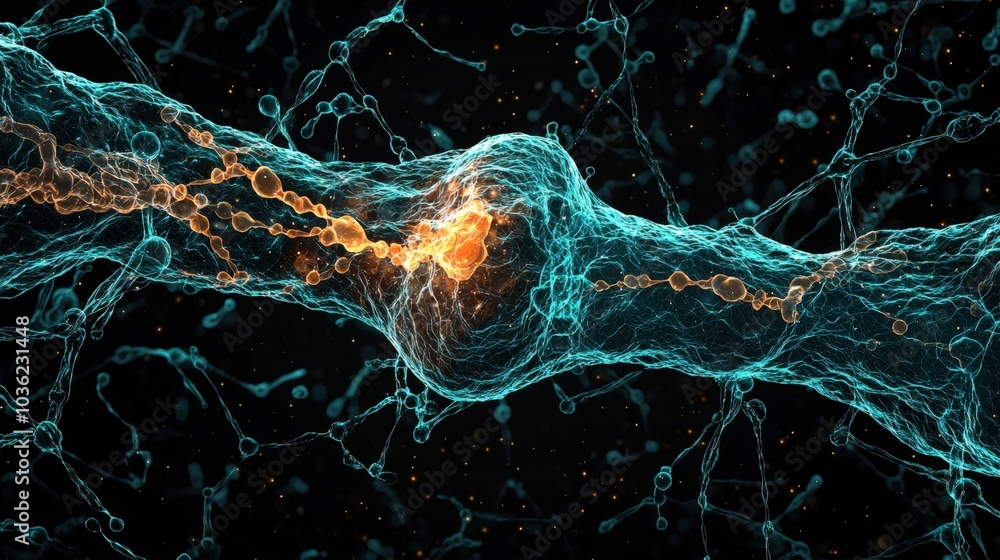 Poster visual representation of stem cell interactions showcasing communication within a colony in a digita