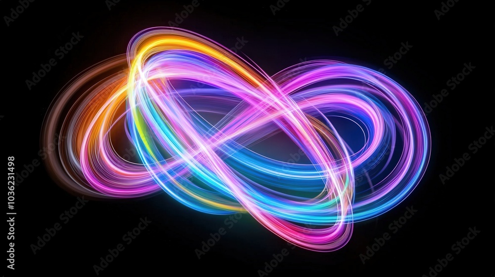 Poster dynamic visualization of a positron during beta decay with spirals of energy radiating outward in a 