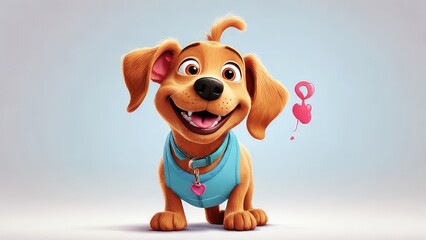 A single cartoonstyle sirlickslot dog with big eyes ,funny dog,smiling, illustration isolated on a plain white background