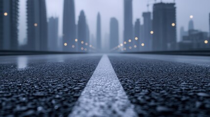 A Road Leading Towards a City Skyline