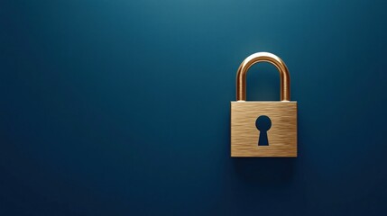 Fototapeta premium Golden Padlock on a Blue Background