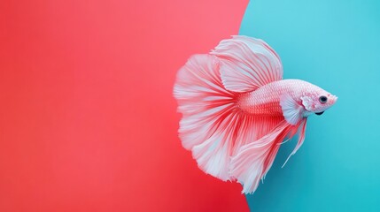 Obraz premium Pink Betta Fish on a Two-toned Background