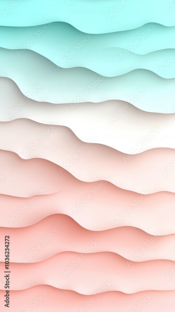 Poster fluid gradients blend bright coral and turquoise hues, creating a dynamic atmosphere with wavy lines