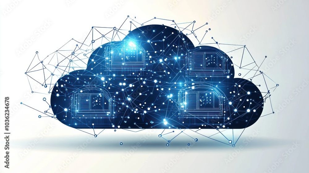 Leinwandbilder abstract cloud network with glowing nodes and lines