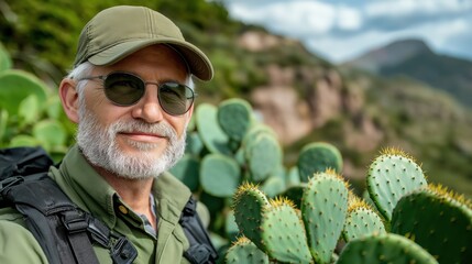 Eco-tourists explore a desert landscape while learning about resilient plants and animals on a guided walking tour