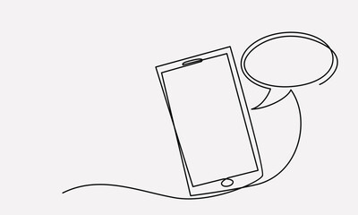 Smartphone drawing vector using continuous single one line art style isolated on white background.