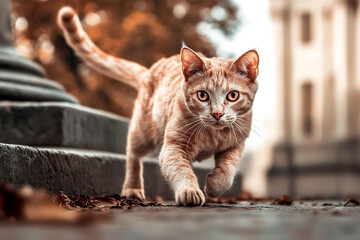 Obraz premium Ginger Cat on the Prowl 