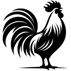 Silhouette of a crowing rooster