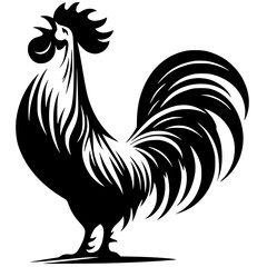 Silhouette of a crowing rooster