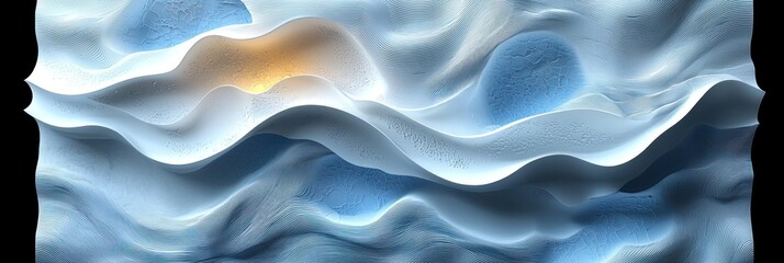 Obraz premium Abstract 3D Blue and White Wavy Pattern with Cracked Texture