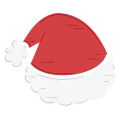 Santa Claus hat with fluffy trim Christmas illustration, Vector