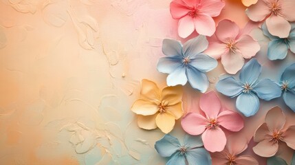 Obraz premium Flowers in pastel colors on a delicate floral background.