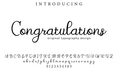 Congratulations Font Stylish brush painted an uppercase vector letters, alphabet, typeface