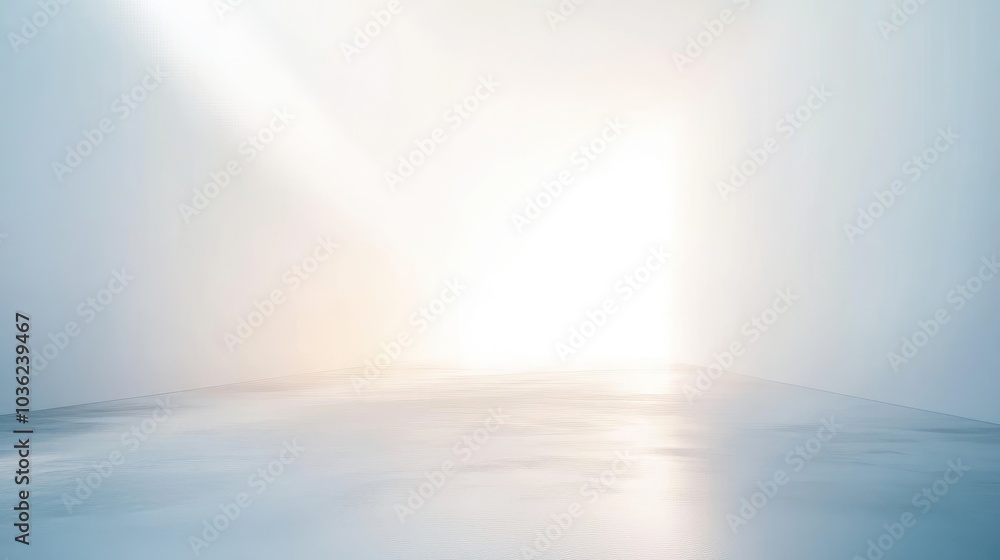 Poster an abstract image of soft light fading into a blank, white background, representing emptiness and th
