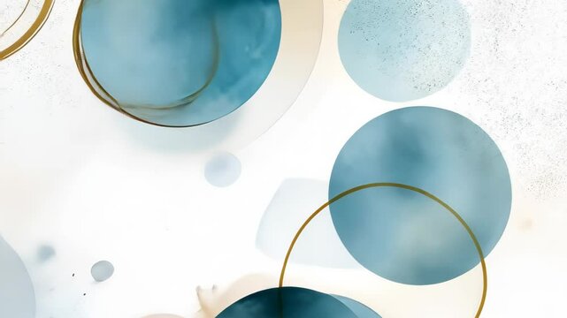 Abstract background with golden and pink elements, circles and lines delicate watercolor painting.